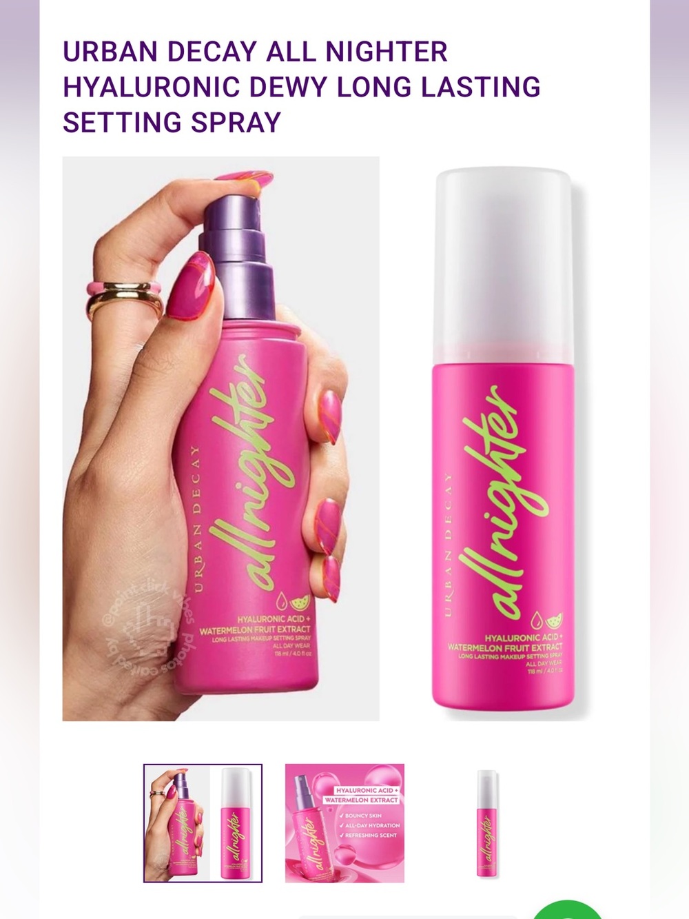 Urban Decay All Nighter Hyaluronic Dewy Long-Lasting Setting Spray - watermelon